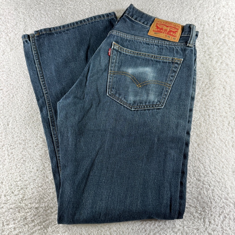 Levis 527 Jeans Mens 33x32 Blue Modern Bootcut Denim Medium Wash Pants Used